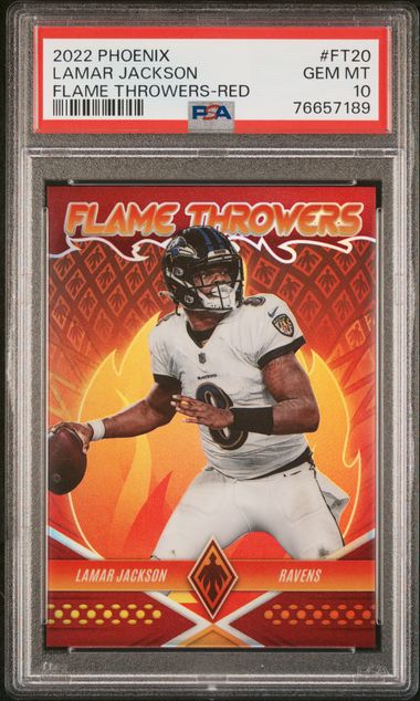 Lamar Jackson Flamethrower - RED /199 PSA 10