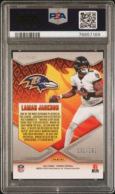 Lamar Jackson Flamethrower - RED /199 PSA 10